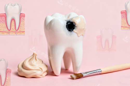 牙齿蛀牙修复卡通展示图