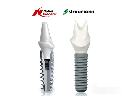 瑞典诺贝尔及瑞士士卓曼种植牙植体展示图