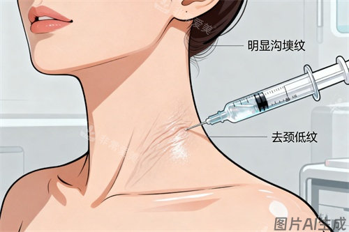 注射针剂去颈纹卡通图