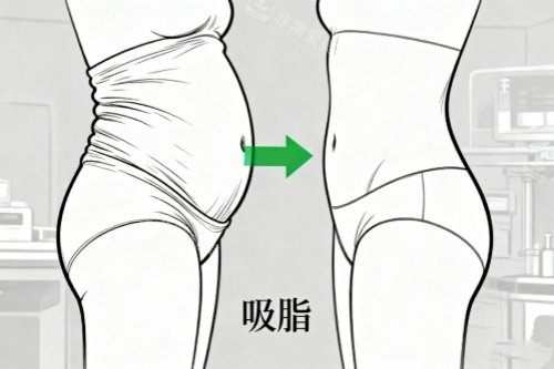 腰腹部做吸脂前后对比图