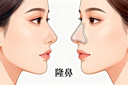 假体隆鼻前后对比图