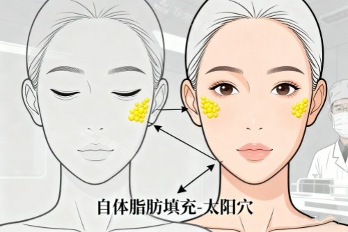 脂肪填充太陽(yáng)穴卡通圖