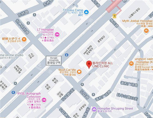 韩国奥俪颜皮肤科地图导航