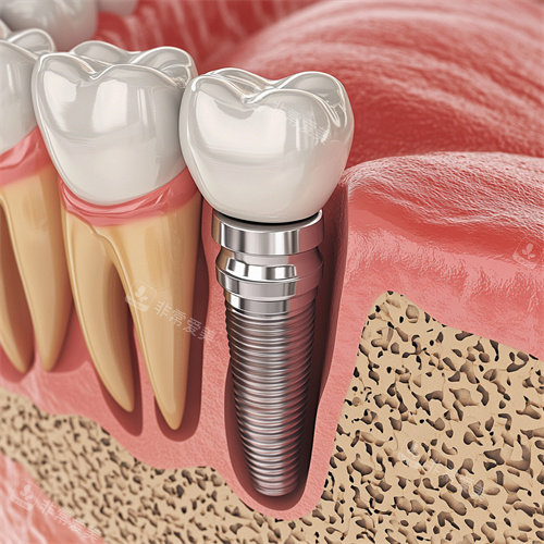 牙齿种植牙侧位解剖动画示意图