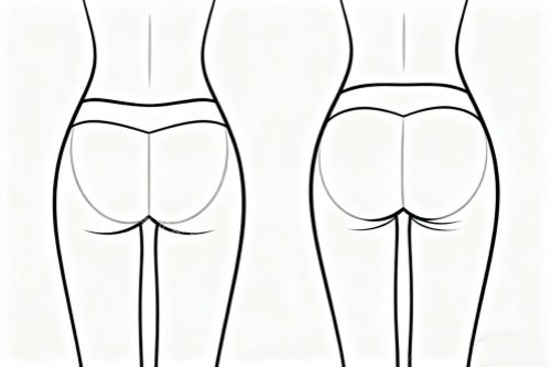 臀部做下垂提升卡通对比图