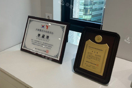 韩国丽婷Liting整形医院李成俊证书 韩国丽婷Liting整形医院李成俊证书