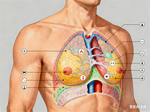男性雌化胸漫画示意图