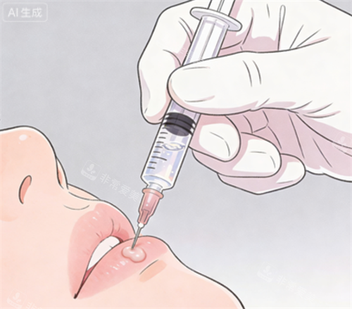 玻尿酸注射嘴唇的示意图