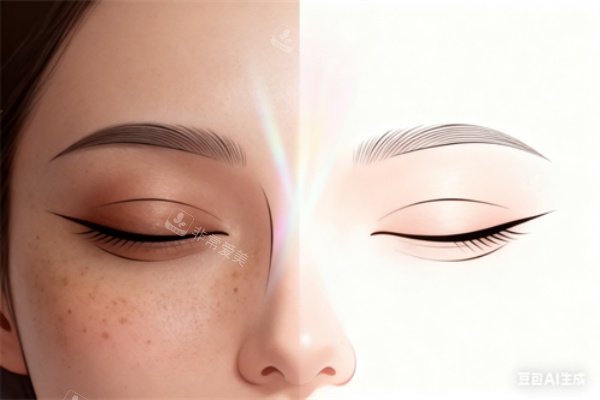 面部祛斑美白卡通對(duì)比圖