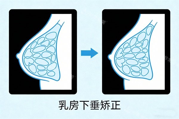 乳房下垂矫正卡通图展示