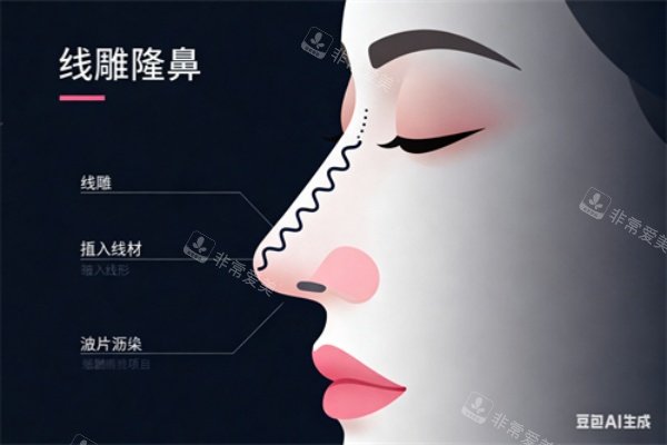 埋线隆鼻卡通展示图