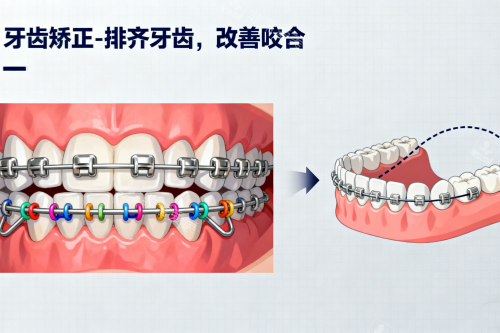 金属牙齿矫正卡通展示图