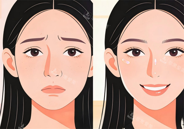 隆鼻前后对比图片卡通