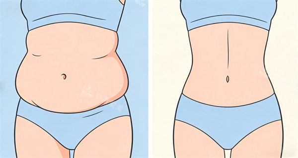 腰腹吸脂卡通图片前后对比
