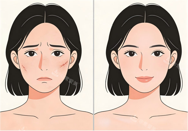 面部祛疤手术前后对比
