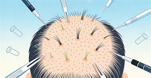 毛发种植示意图卡通