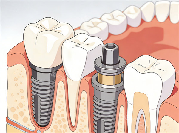 牙齿种植卡通示意图片