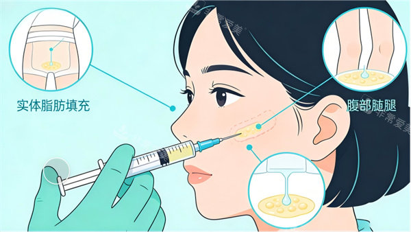 面部脂肪填充示意图展示