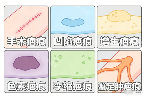 不同疤痕疤痕类型