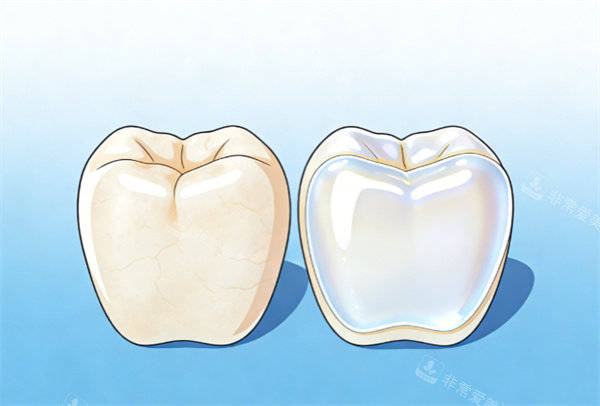 牙齿贴片卡通示意图