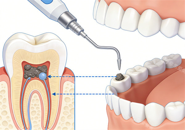 牙齿清洁插画示意图