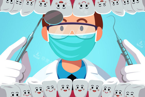 医生检查牙齿卡通图