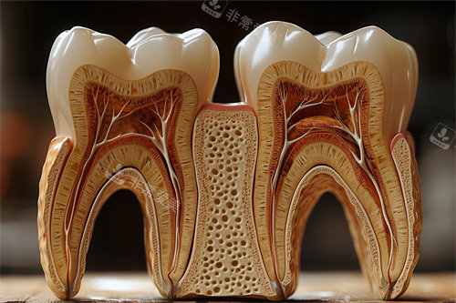 牙齿侧面解剖漫画示意图