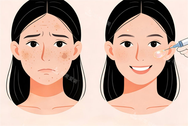 祛斑前后对比卡通图片