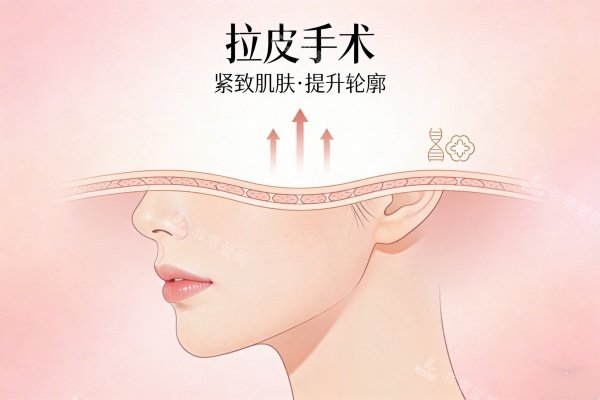 面部提升拉皮手术卡通图展示