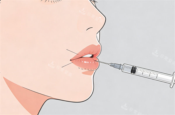 唇部注射整形卡通图