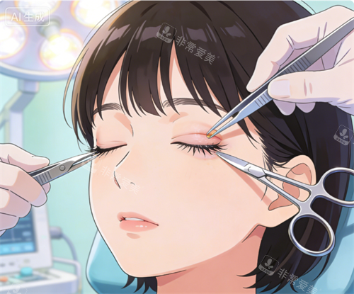 双眼皮手术卡通图