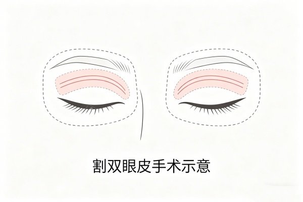 割雙眼皮示意圖