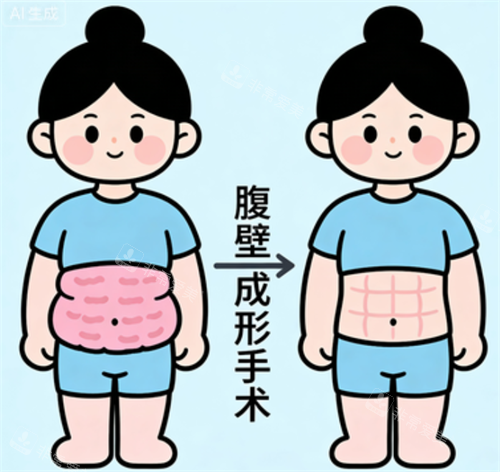 腹壁成形前后的对比