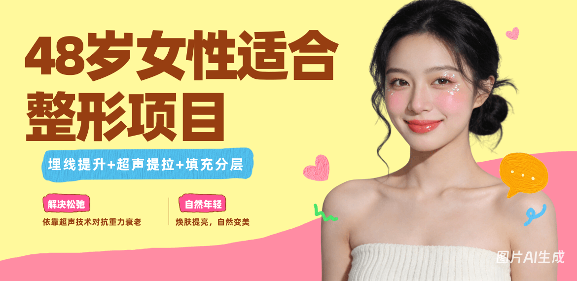 48岁女性适合做的整形项目：埋线提升+超声提拉+填充分层，解决松弛/法令纹/颈纹，自然显年轻