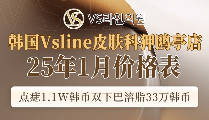 韓國Vsline皮膚科狎鷗亭店25年1月價格表:點痣1.1W韓幣雙下巴溶脂33萬韓幣!