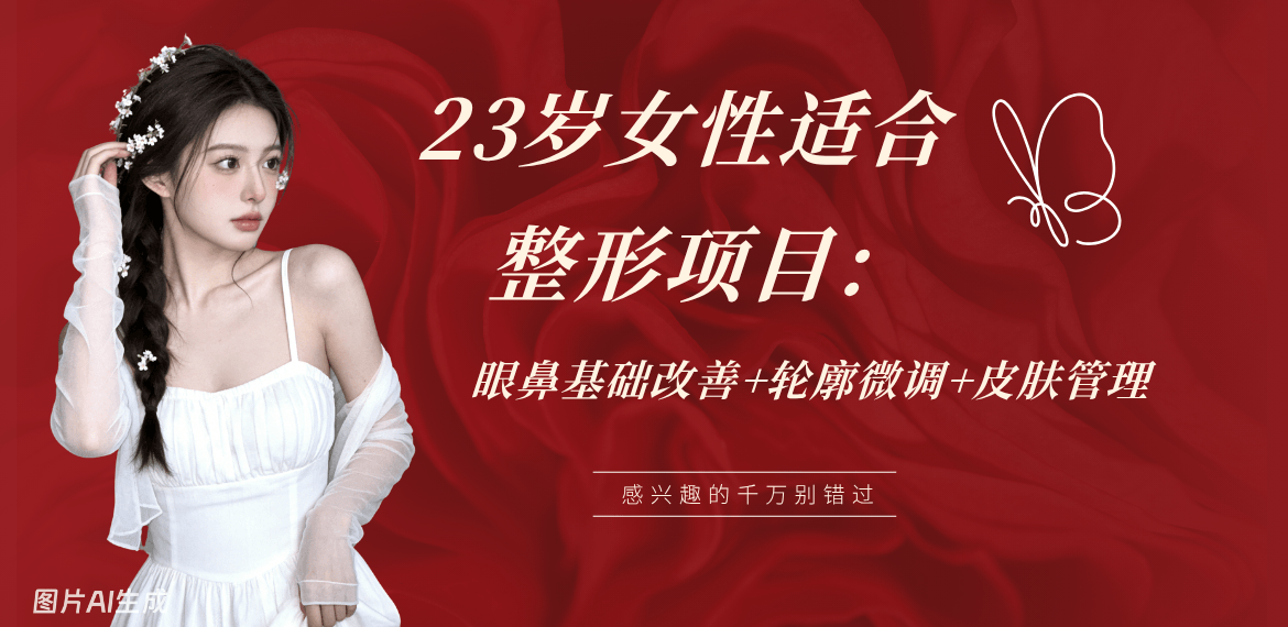 23岁女性适合做的整形项目:眼鼻基础改善+轮廓微调+皮肤管理