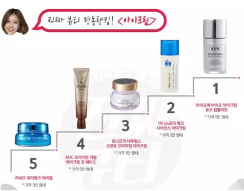 韩国人气美妆节目推荐的眼霜排名
