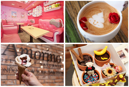 韓國Hello kitty咖啡廳、DDong COFFEE & TEA便便咖啡、玫瑰冰淇淋元祖店Amorino、BANANA TREE盆栽