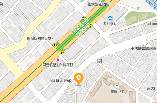 弘大博田中日本料理店铺具体位置图