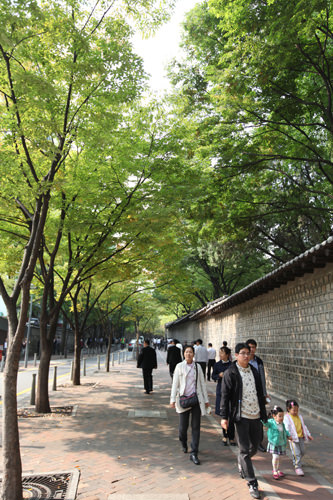 韩国德寿宫石墙路街景