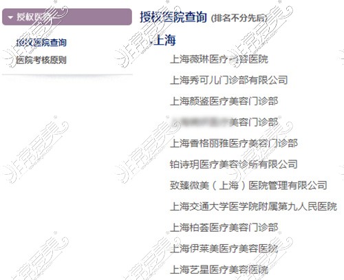 上海爱贝芙授权医院名单