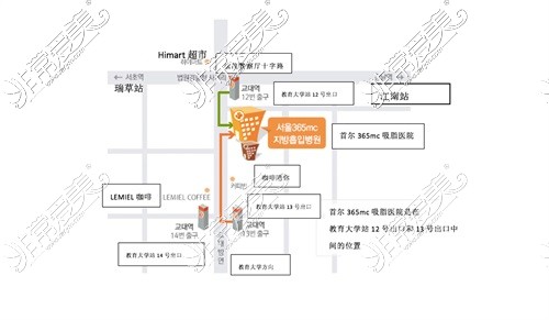 韩国365mc吸脂医院地址路线图