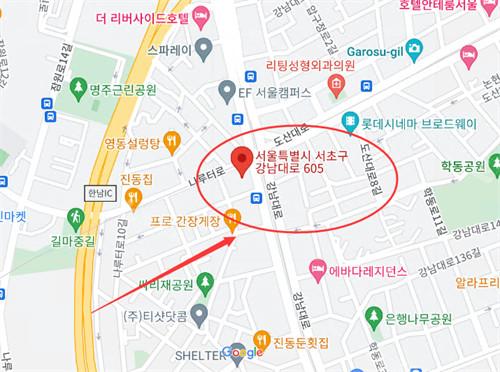 韩国MANO整形外科位置展示图