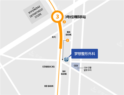 韓國dream夢想整形醫(yī)院地理位置展示