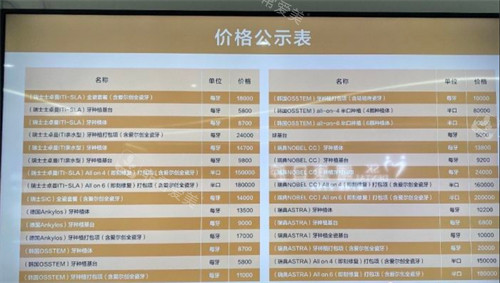 上海曙康口腔價格公示表 上海曙康口腔價格公示表