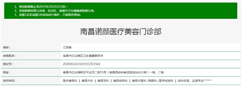 南昌诺颜医疗美容资质查询结果