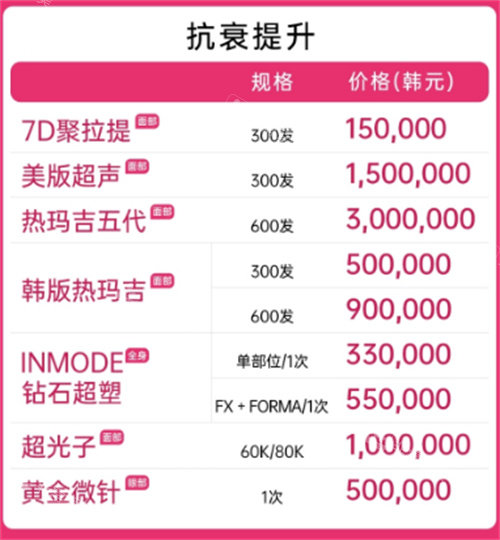 韩国伊美芝整形抗衰提升价格