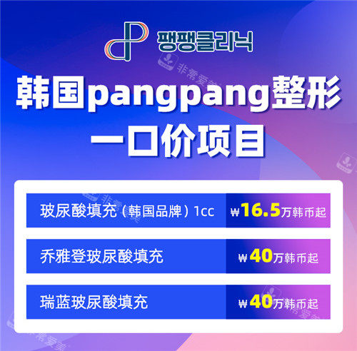 韓國pangpang整形玻尿酸價格表圖