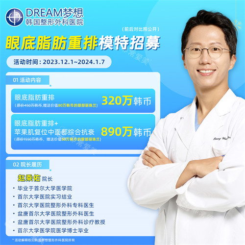 韩国DREAM梦想整形眼底脂肪重排模特招募海报