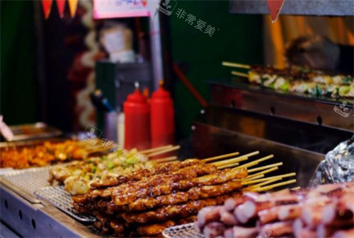 韓國明洞小吃一條街-大蔥牛肉 韓國明洞小吃一條街-大蔥牛肉